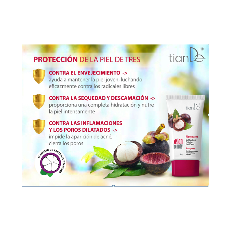 Crema Facial Multifuncional Protectora con Mangostán Asian Beauty. 50 g