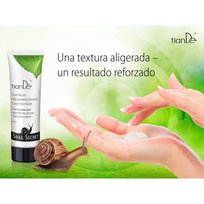 Crema de manos Booster rejuvenecedora y antibiótica con Mucina de Caracol.