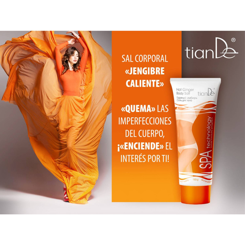Sal Marina corporal anticelulítica y piel de naranja con Jengibre Caliente