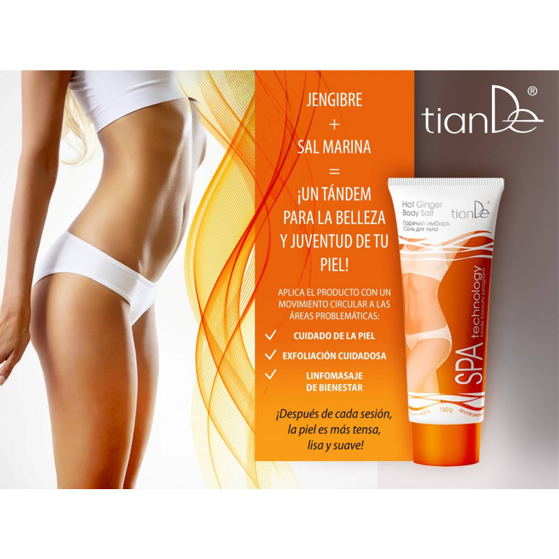 Sal Marina corporal anticelulítica y piel de naranja con Jengibre Caliente