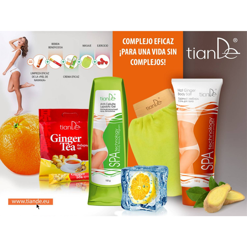 Sal Marina corporal anticelulítica y piel de naranja con Jengibre Caliente