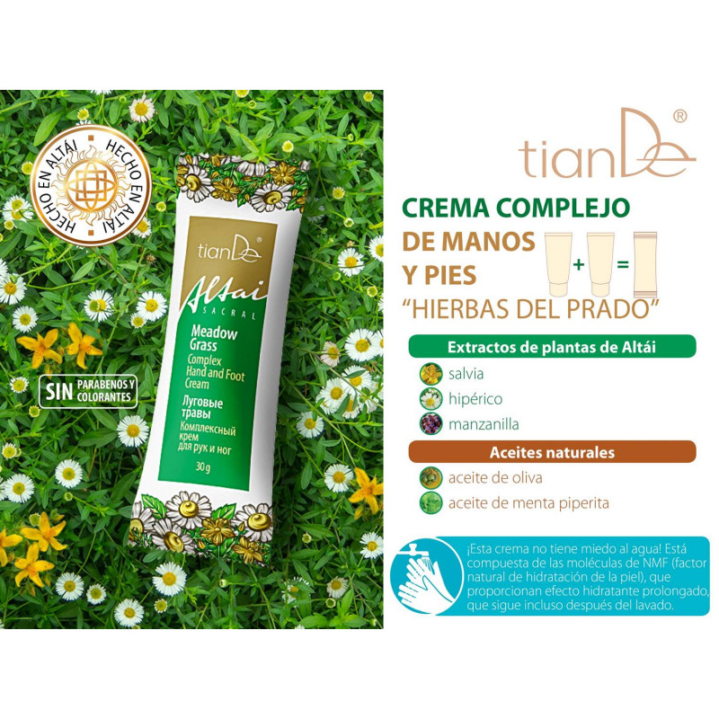 Crema de  Manos y Pies anti-bacteriana con hierbas del prado de Áltai.
