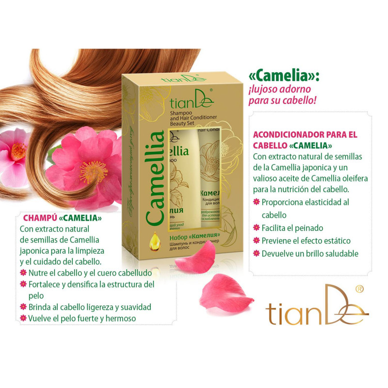 Set de Champú + Acondicionador para el Cabello Seco y Dañado con Camelia Japónica.