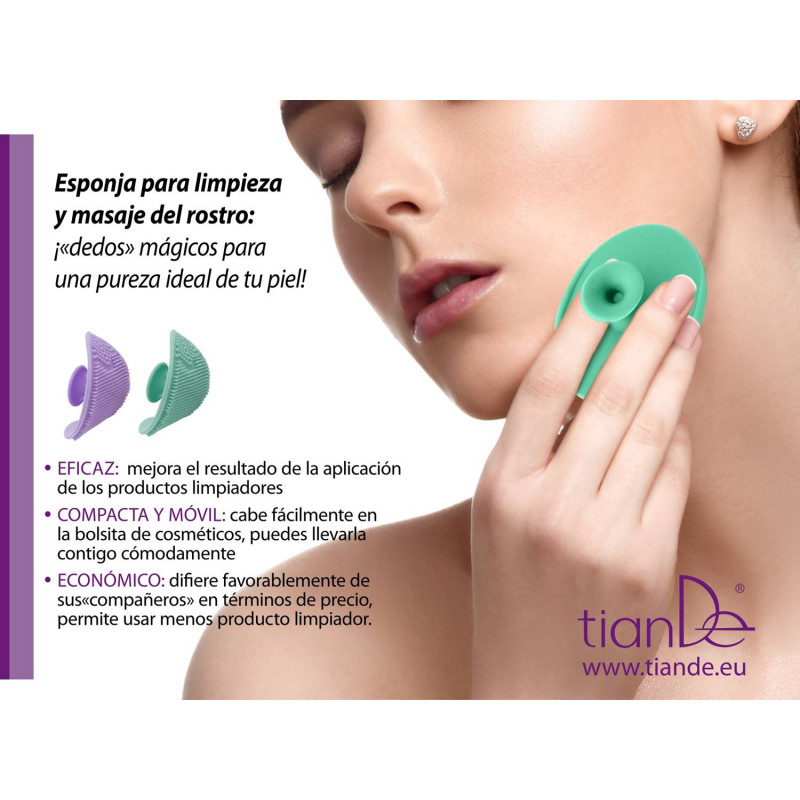 Esponja de Silicona limpiadora y masajeadora color Turquesa.