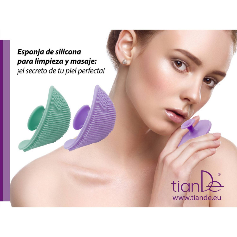 Esponja de Silicona limpiadora y masajeadora color Turquesa.