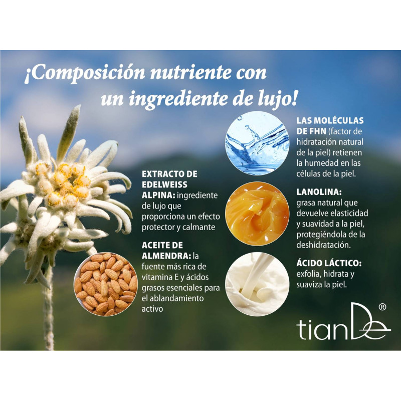 Crema de Manos Terapéutica Para el Frío, Descamación e Hidratante con Edelweiss.