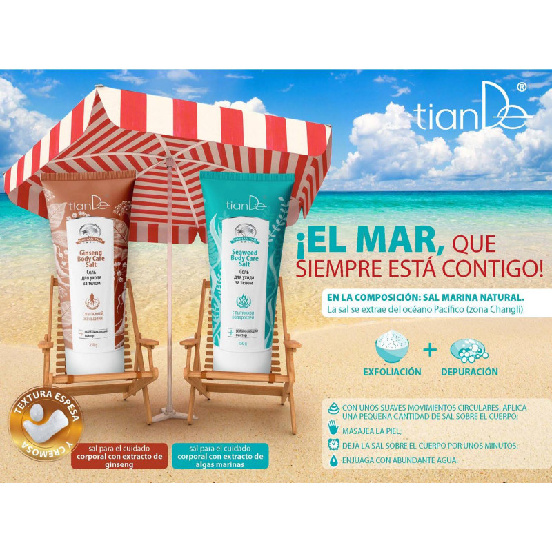 Sal Marina para el cuidado Corporal con Ginseng Rojo Coreano.