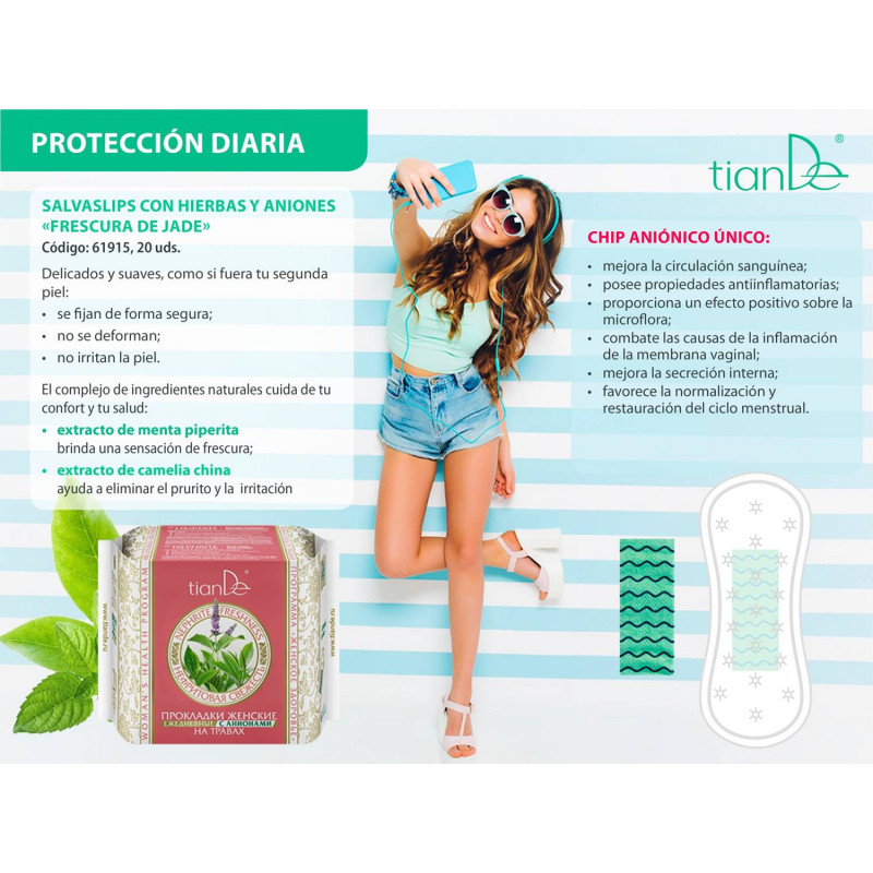 Salvaslip Terapéutico con Hierbas y Aiónes para subir el Libido Sexual Frescura de Jade. 20/u