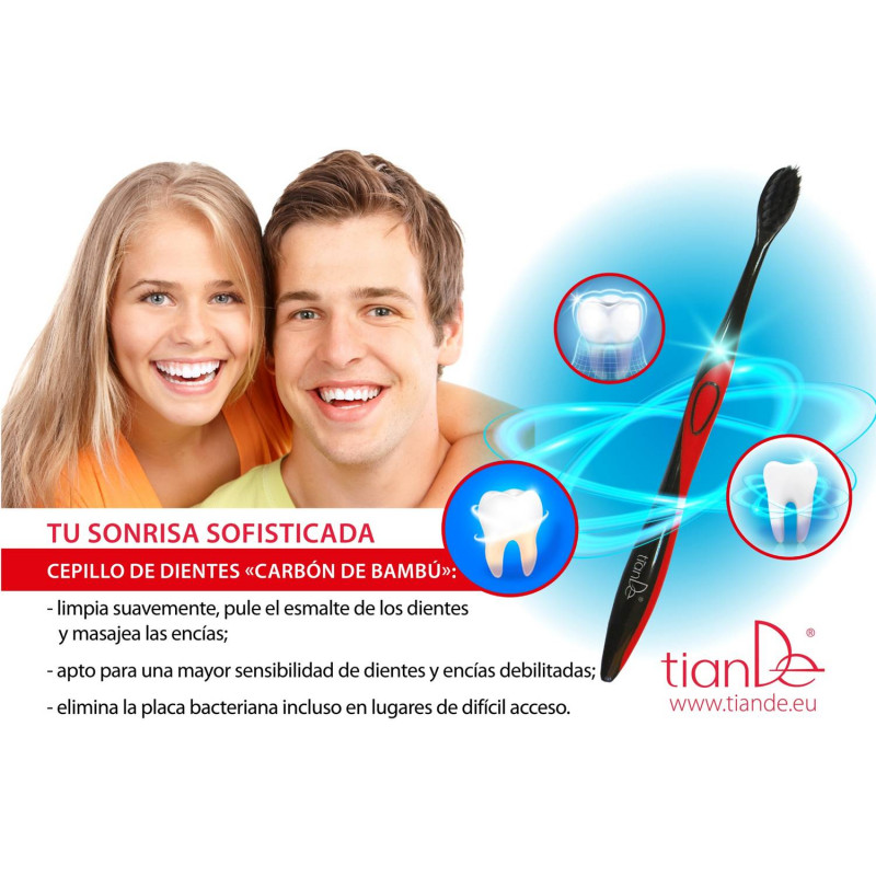 Cepillo de Dientes Ecológico Antiséptico y Antibacteriano con Carbón vegetal de Bambú.