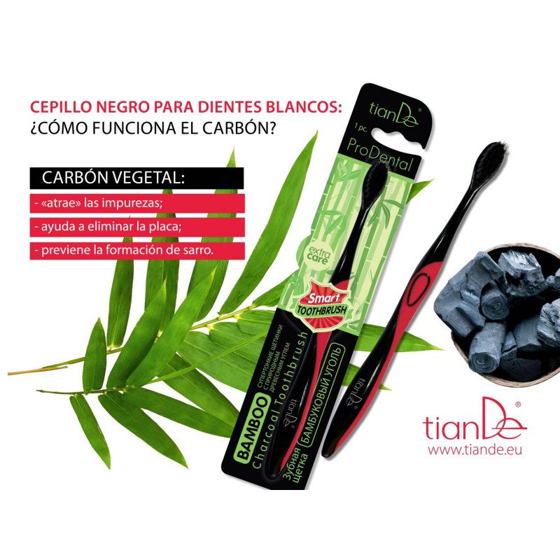 Cepillo de Dientes Ecológico Antiséptico y Antibacteriano con Carbón vegetal de Bambú.