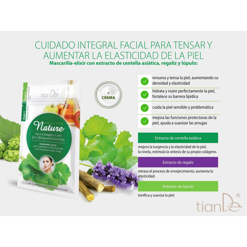 Mascarilla Facial para Tensar y Aumentar la Elasticidad de la piel Amazing Nature.