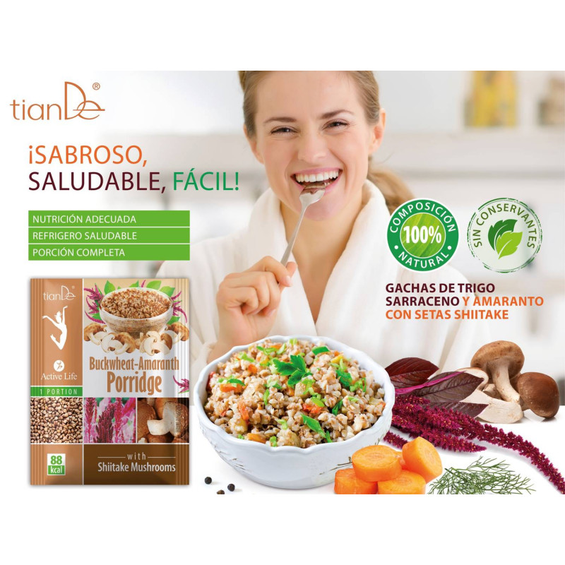 Sopa para Perder peso con Trigo Sarraceno, Amaranto y Setas Shiitake.
