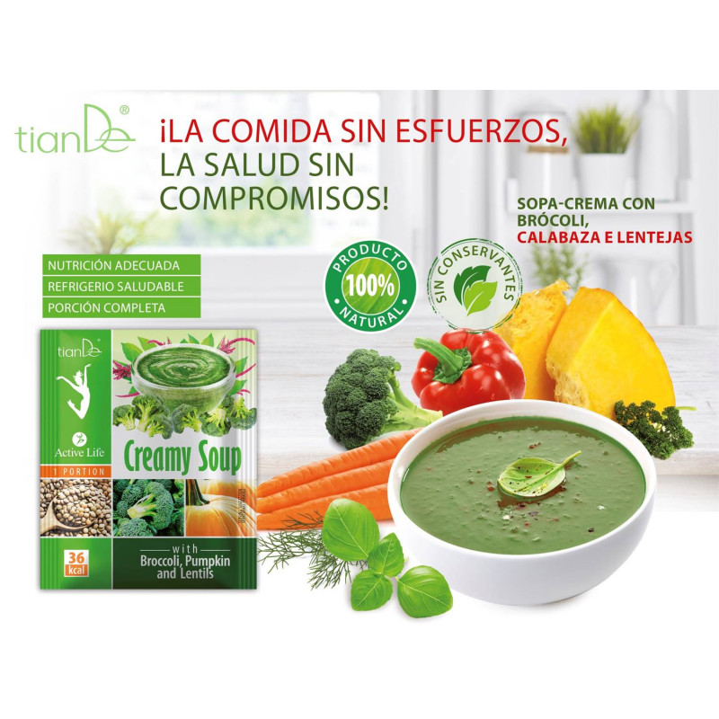 Crema Para Perder Peso con Brócoli, Calabaza y Lentejas.