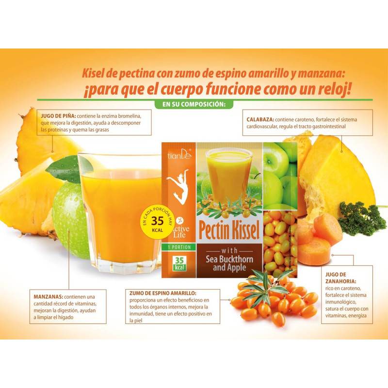 Kisel de Pectina con Zumo de Espino Amarillo y Manzana.