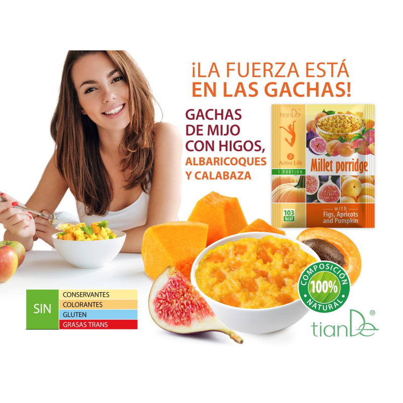 Gachas de Mijo con Higos, Albaricoque y Calabaza. 35g