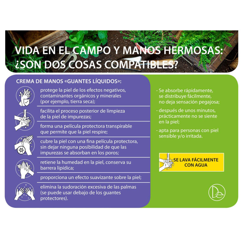 Crema de Manos Protectora Guantes Líquidos. 50/g