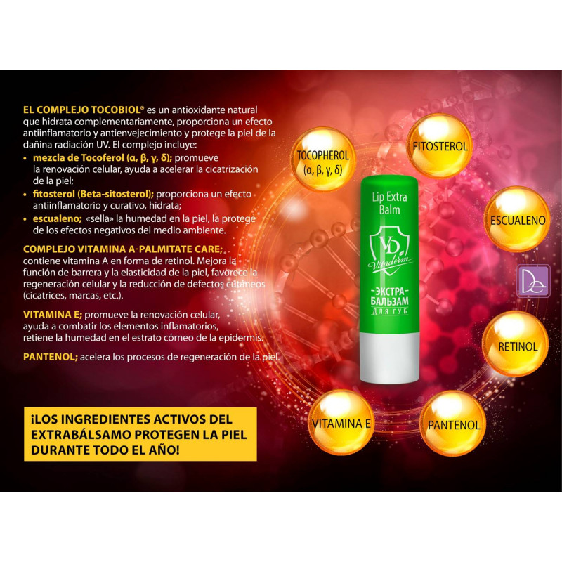 Bálsamo Labial Extra Vitalderm. 4,2 g