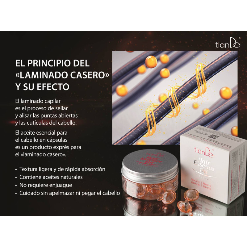 Cápsulas Para el Cabello de Aceites esenciales Efecto Laminación. 20/u