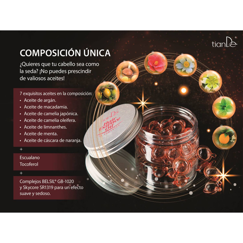 Cápsulas Para el Cabello de Aceites esenciales Efecto Laminación. 20/u